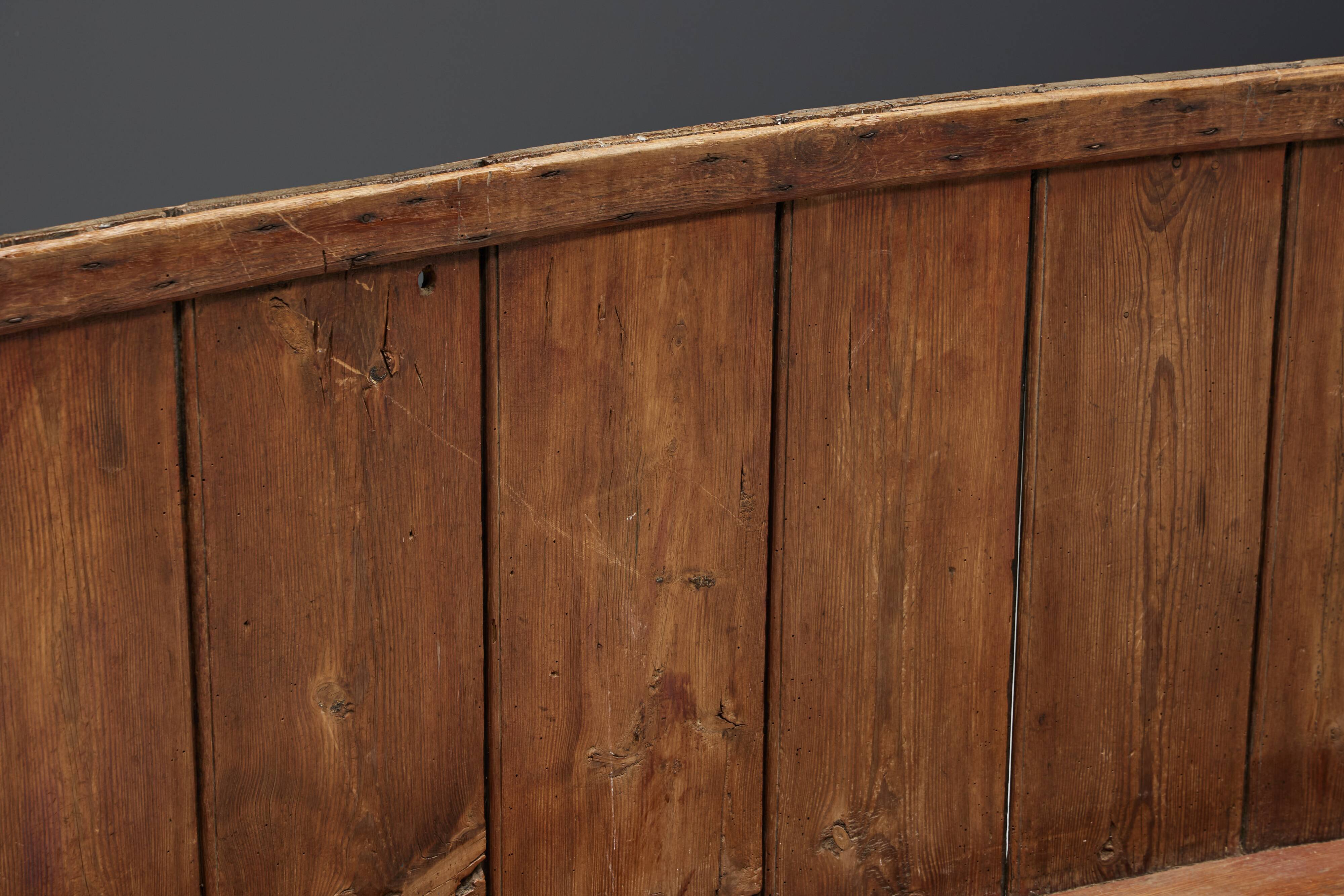 Rustic High-Back Tavern Settle, England, 18th Century