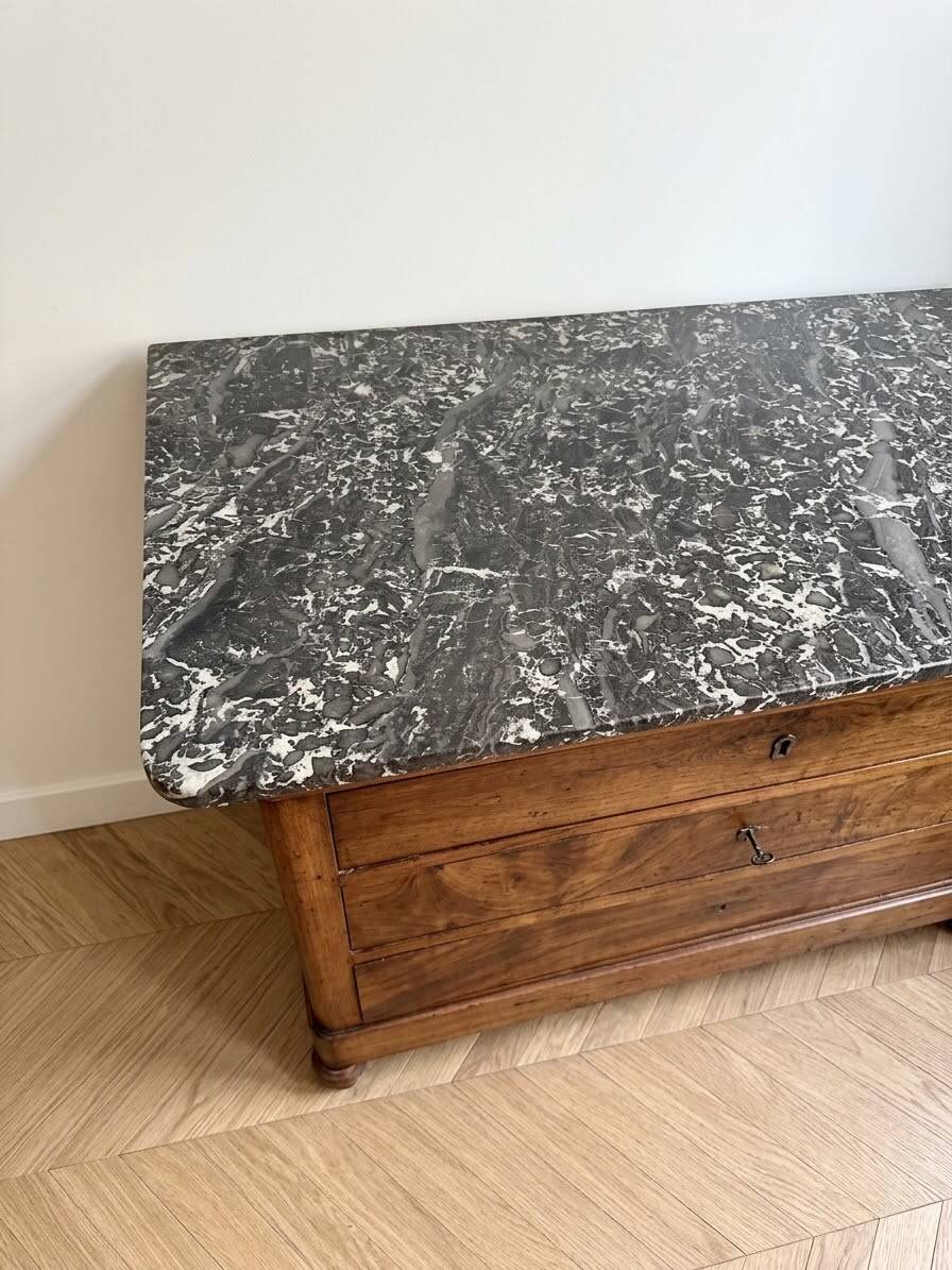 Antique Empire commode in wood with marble top