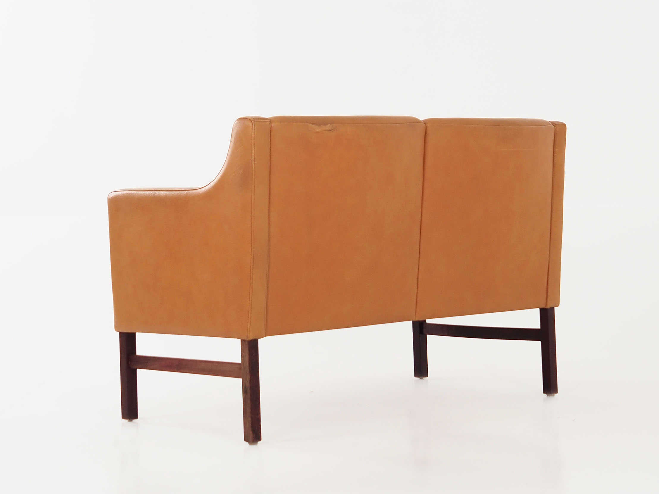 Leather two-seater sofa, 70s Scandinavian design