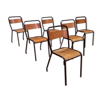 Lot de 6 chaises d’école Tolix