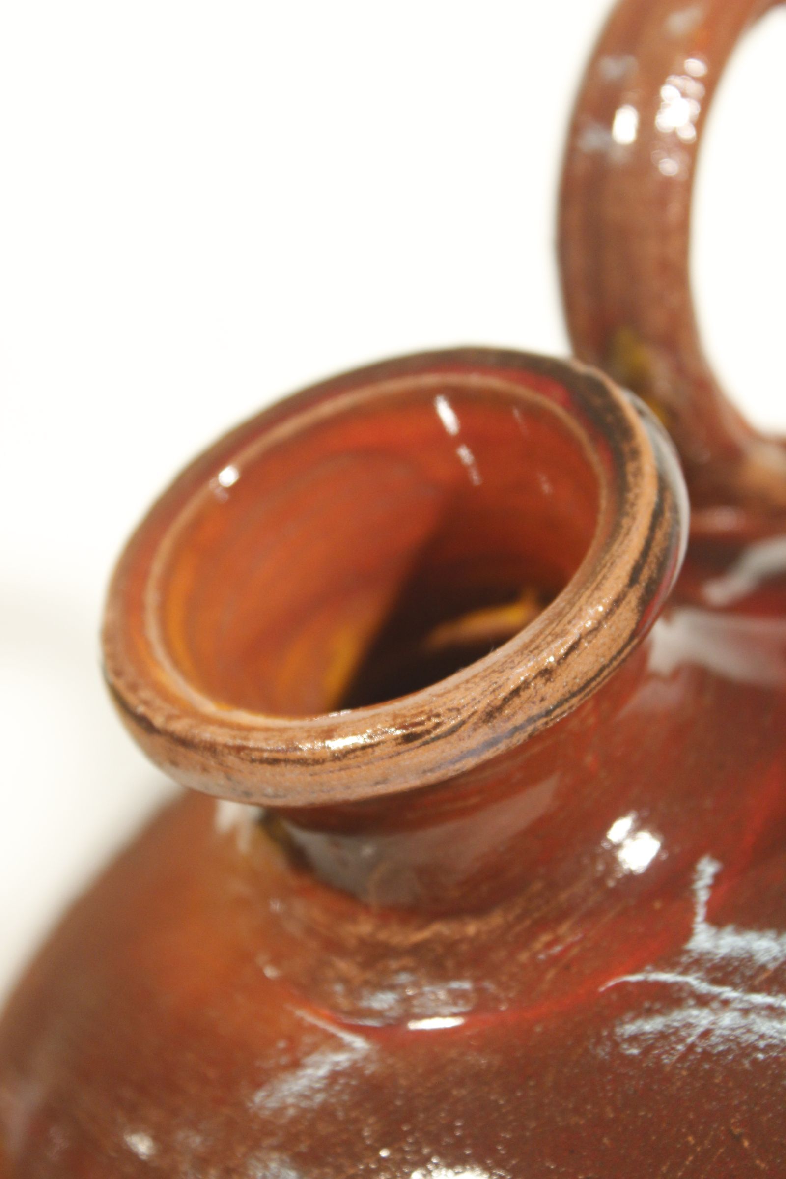 Vintage gargoulette jug in orange enamel ceramic France XXth