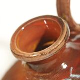 Vintage gargoulette jug in orange enamel ceramic France XXth