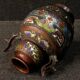 Pair of oriental metal vases from XXth century