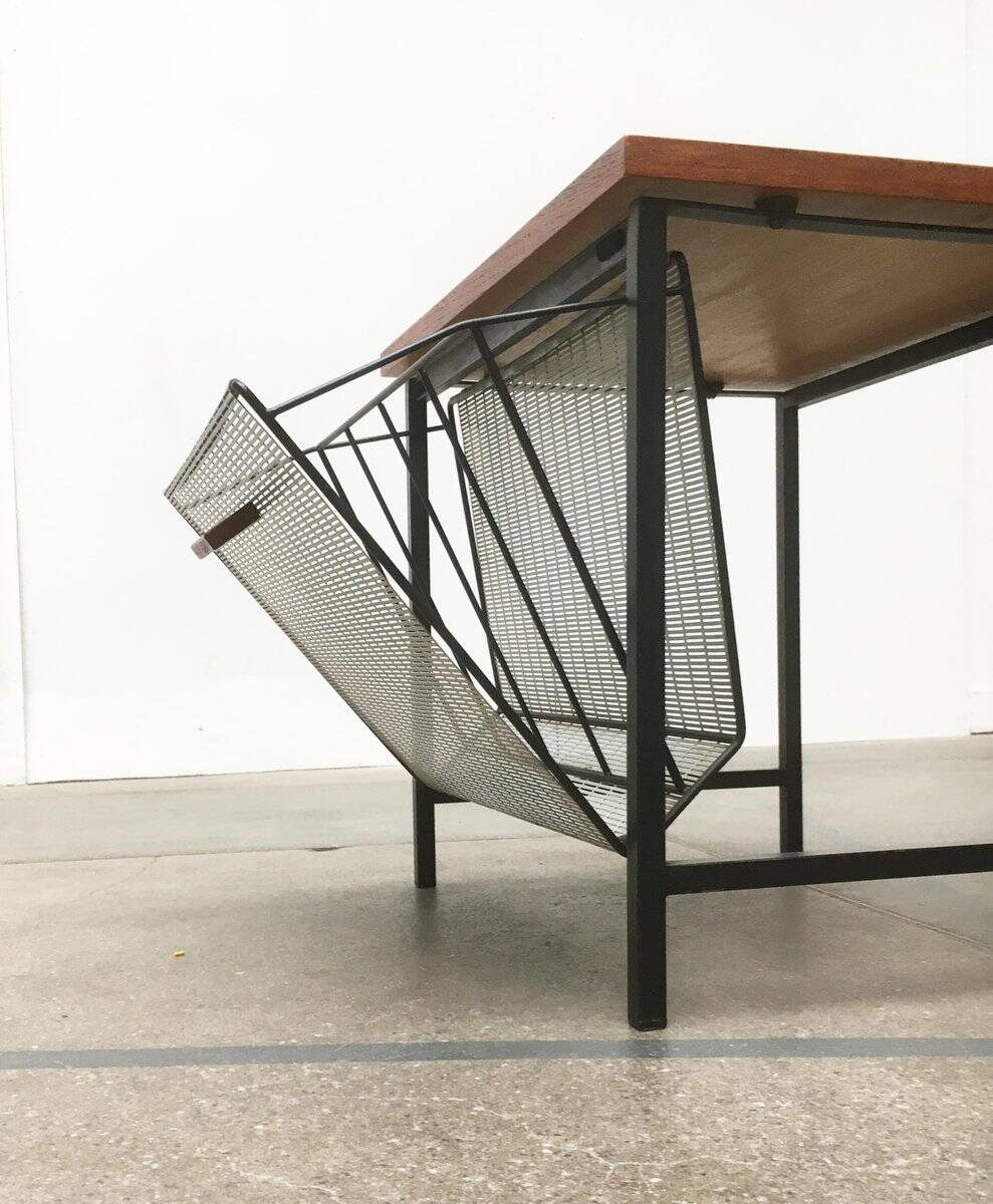 Mid-century teak side table with magazine rack.