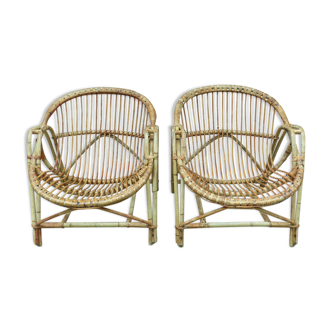 Pair of rattan armchairs