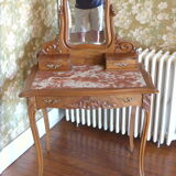 Coiffeuse noyer sculpte style louis xv rocaille 1900