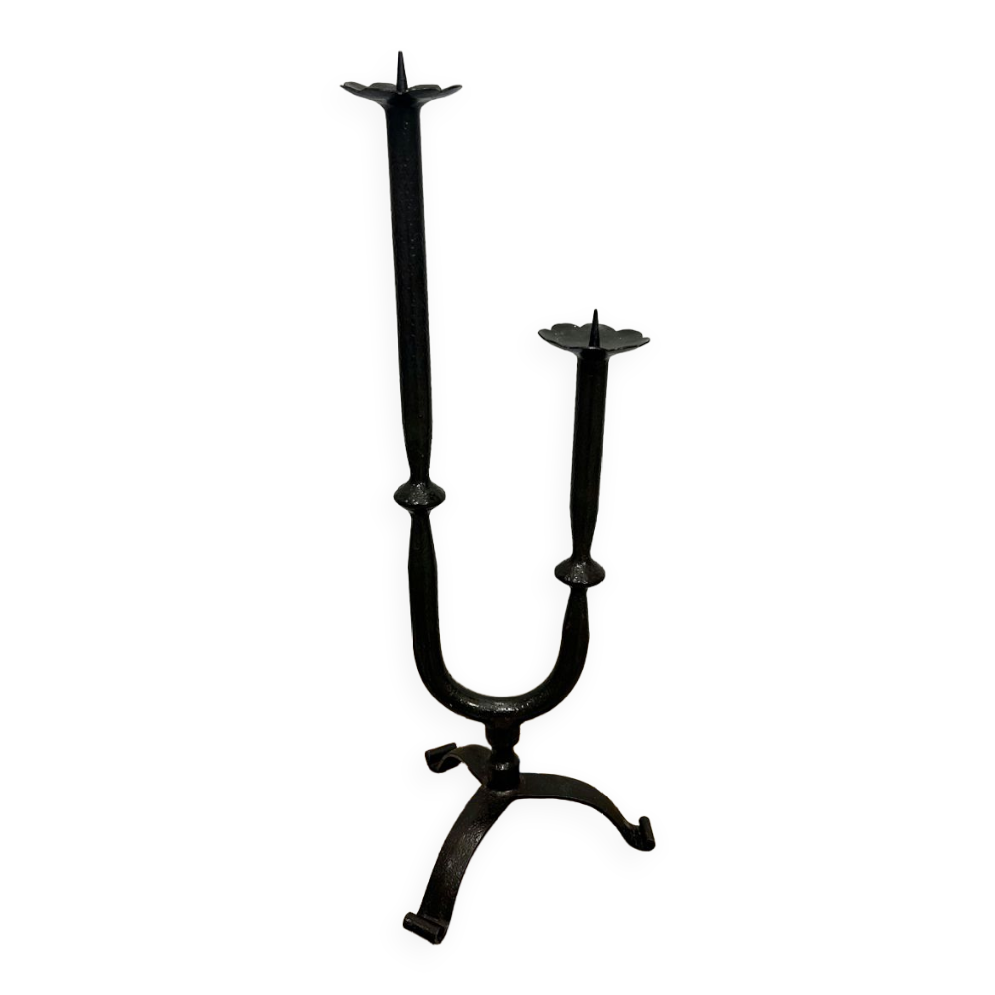 Brutalist wrought iron candlestick from the 70s