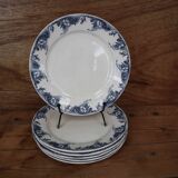 Antique earthenware dessert plates with the lions of France "Pernelle"