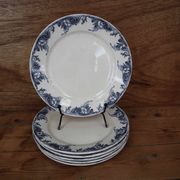 Antique earthenware dessert plates with the lions of France "Pernelle"