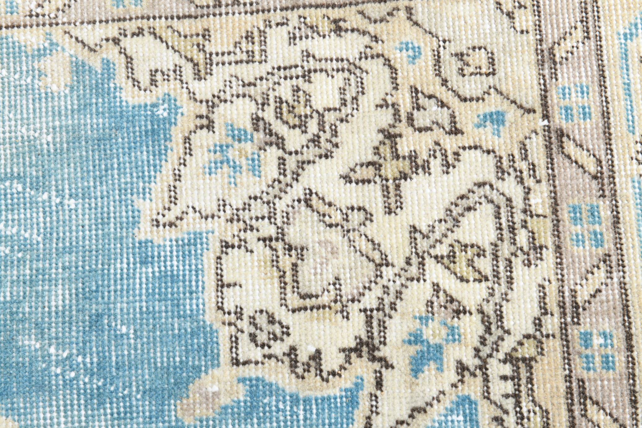 4x6 Sky Blue Orienta Classic Pattern Vintage Rug, 113x201Cm