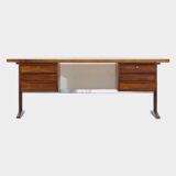 XL Mid century executive writing desk in rosewood & metal, 1960s