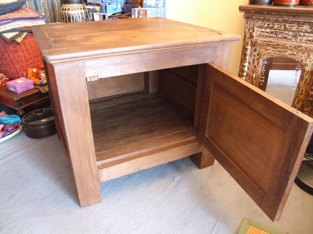 Vintage antique solid tijori teak chest 78x75x69cm