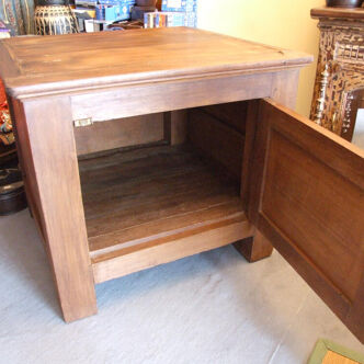 Solid vintage old tijori teak chest 78x75x69cm