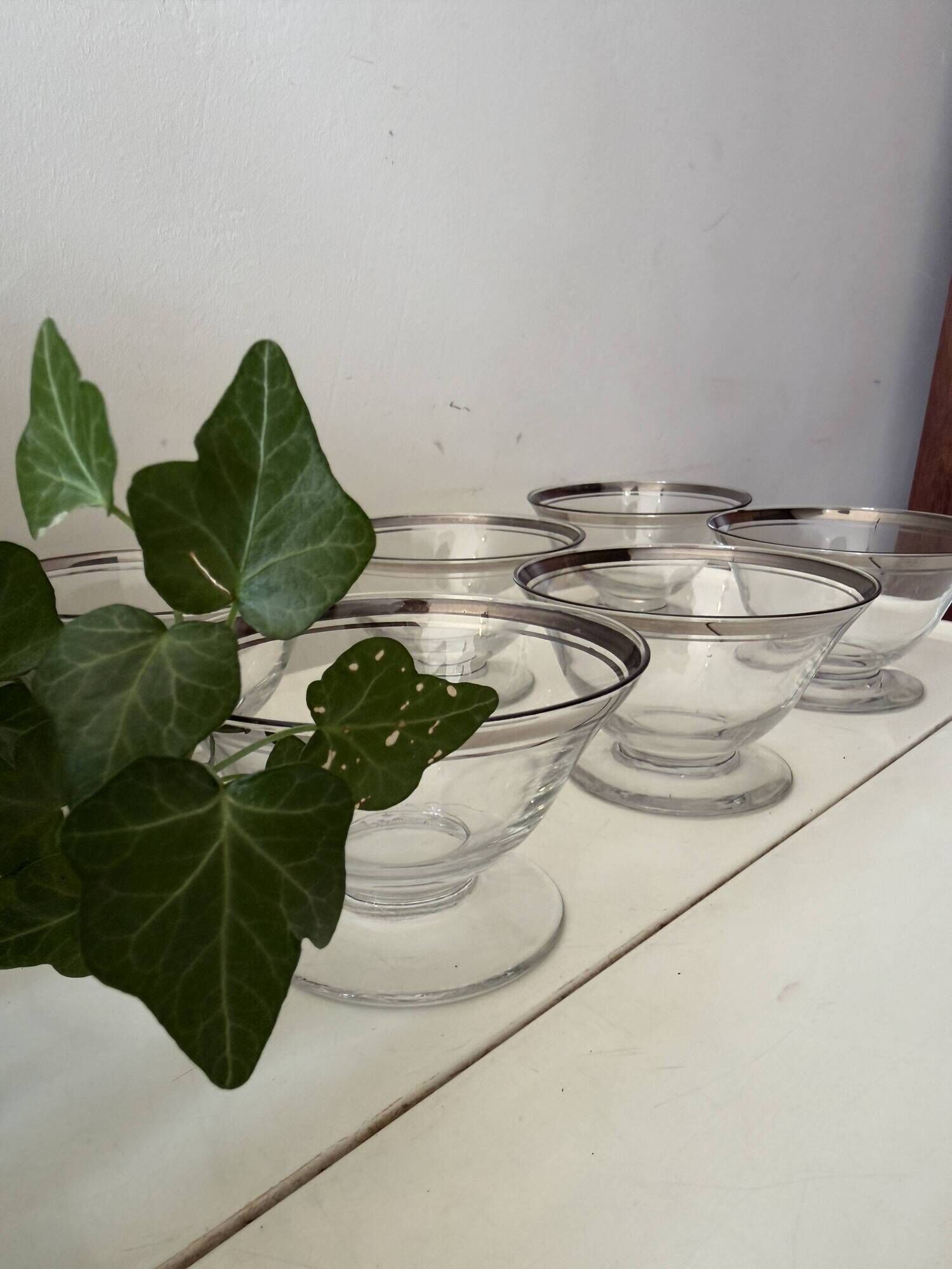 Dessert Coupes met zilverkleurige rand