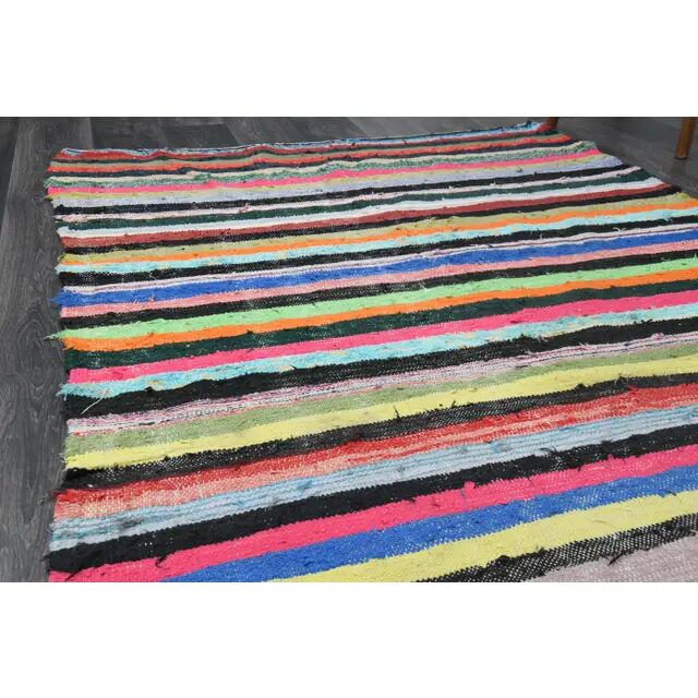 Vintage Turkish Oushak handmade wool cotton beige kilim runner 148x276