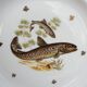 Set 12 plates porcelain gold fine fish fern limousine de Chastagner