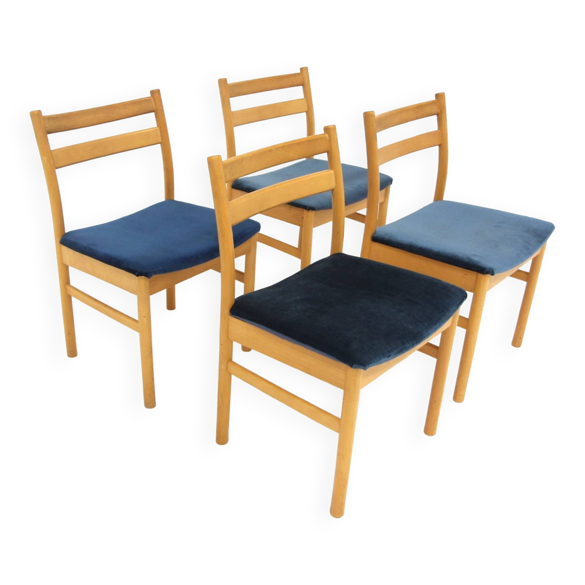 Set of 4 Scandinavian beech chairs, Sweden, 1960