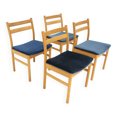 Set de 4 chaises scandinave en hêtre, Suède, 1960