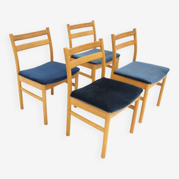 Set of 4 Scandinavian beech chairs, Sweden, 1960