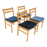 Set of 4 Scandinavian beech chairs, Sweden, 1960