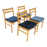 Set de 4 chaises scandinave en hêtre, Suède, 1960