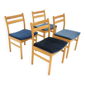 Set of 4 Scandinavian beech chairs, Sweden, 1960