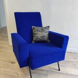 Vintage blue velvet armchair