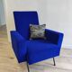 Fauteuil en velours bleu vintage