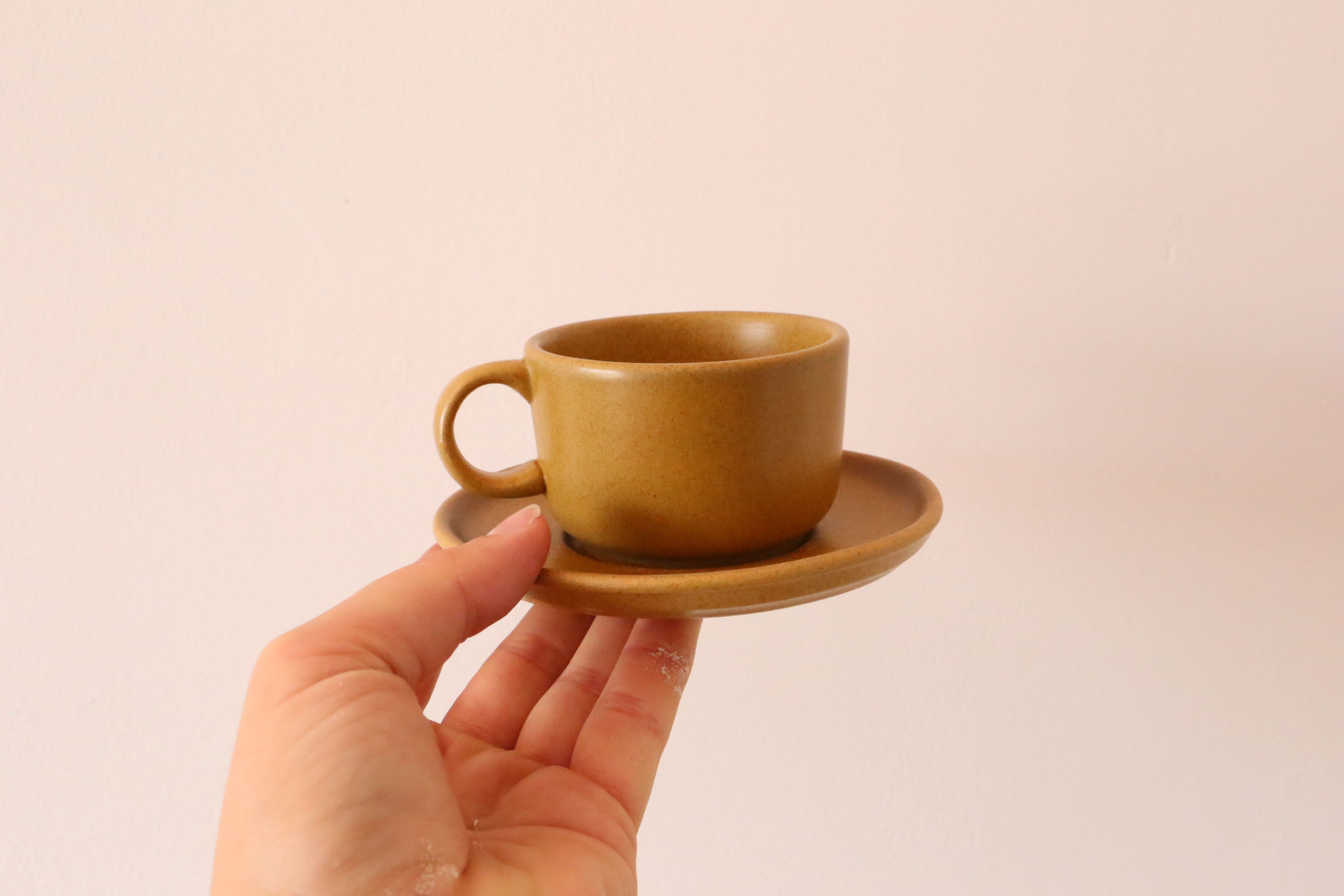 Sandstone cups and cups x6, Rigny sandstone, vintage, 1980