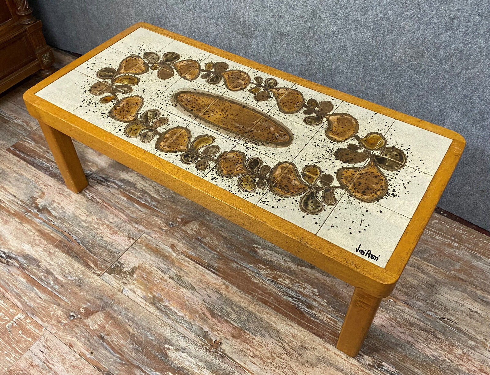 Jean d'Asti Vallauris: ceramic tile coffee table circa 1960