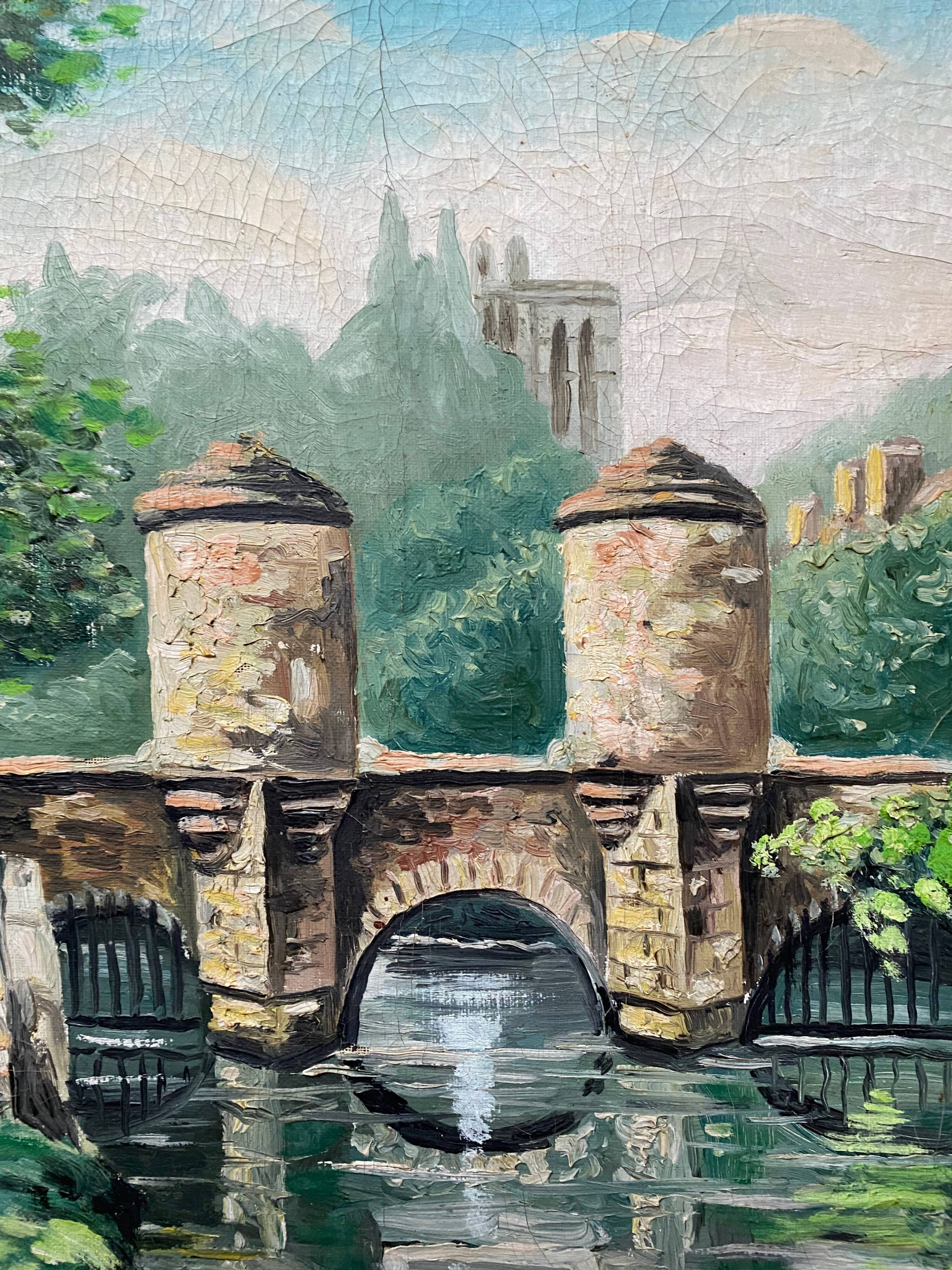 Painting "Old Paris" Lavoir Notre Dame HST