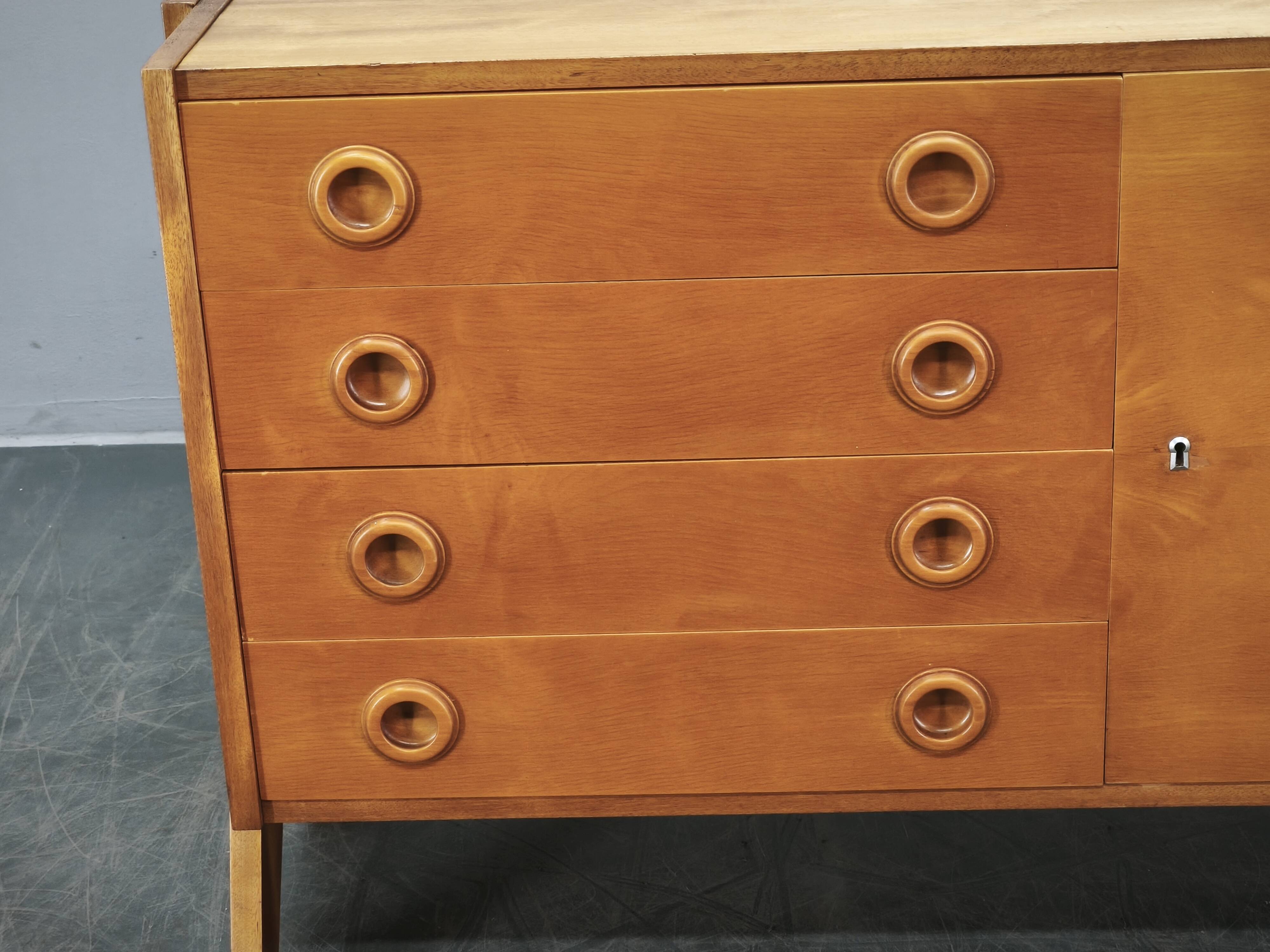 1960s Czechoslovak Maple Sideboard with Drawers and Cabinet