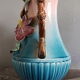 blue and pink art deco polychrome dabbling vases with floral decoration