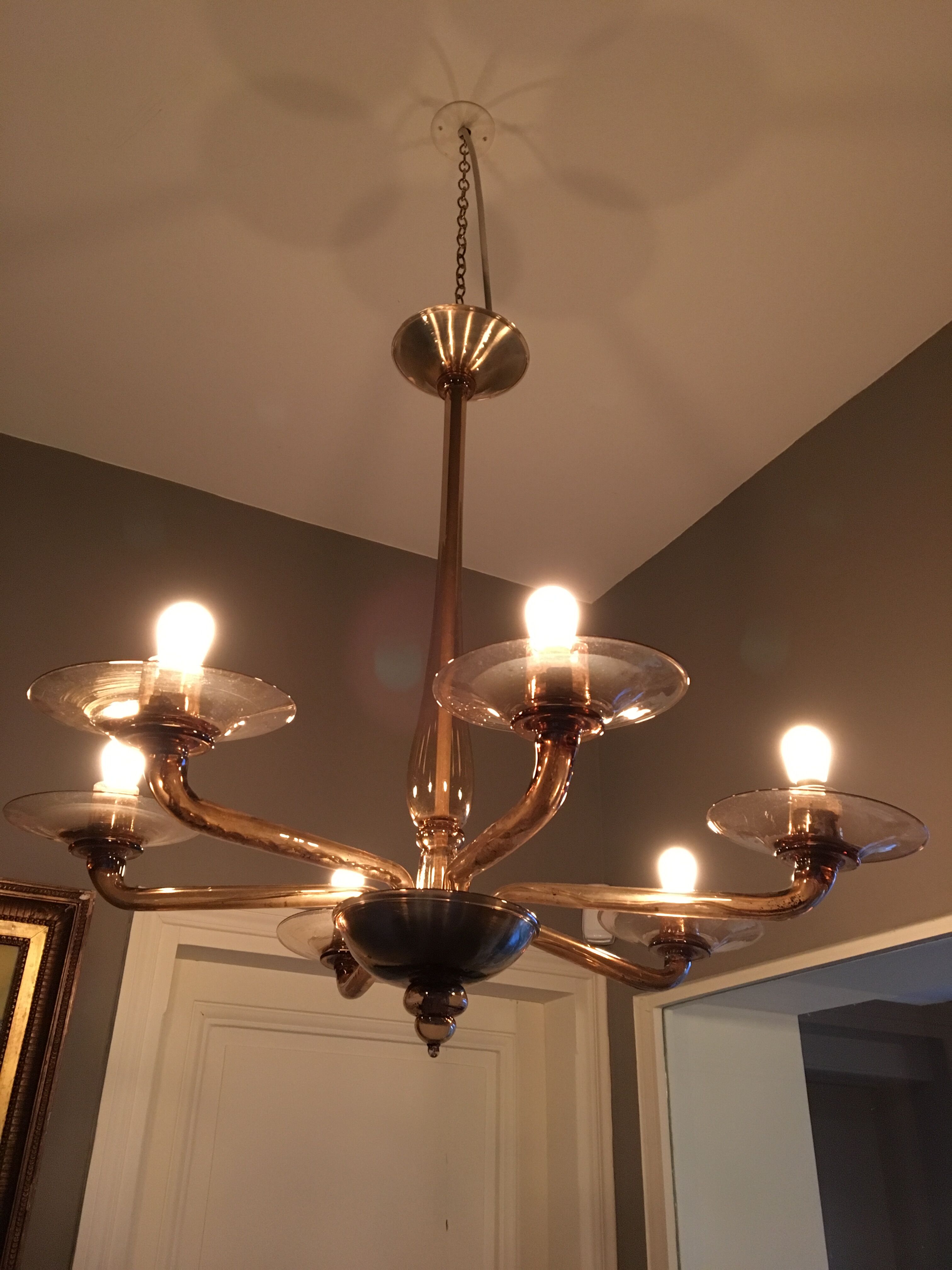 Blown glass chandelier
