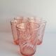 Set of 5 vintage rosaline twisted water glasses