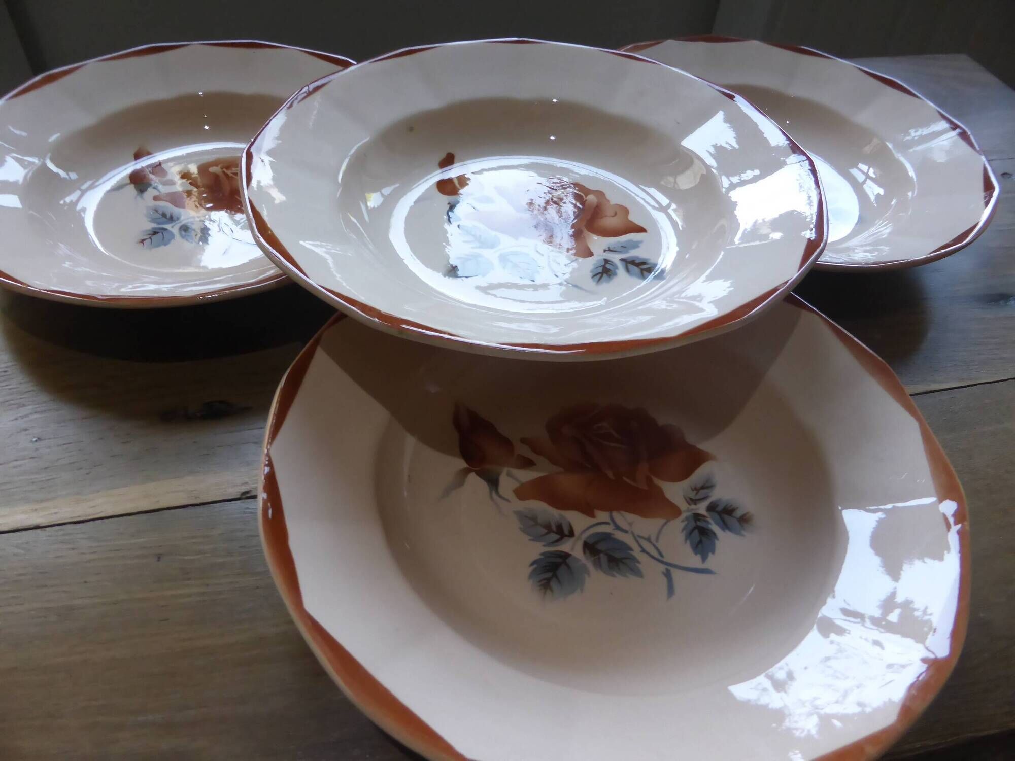 4 assiettes creuses vintage Digoin Sarreguemines