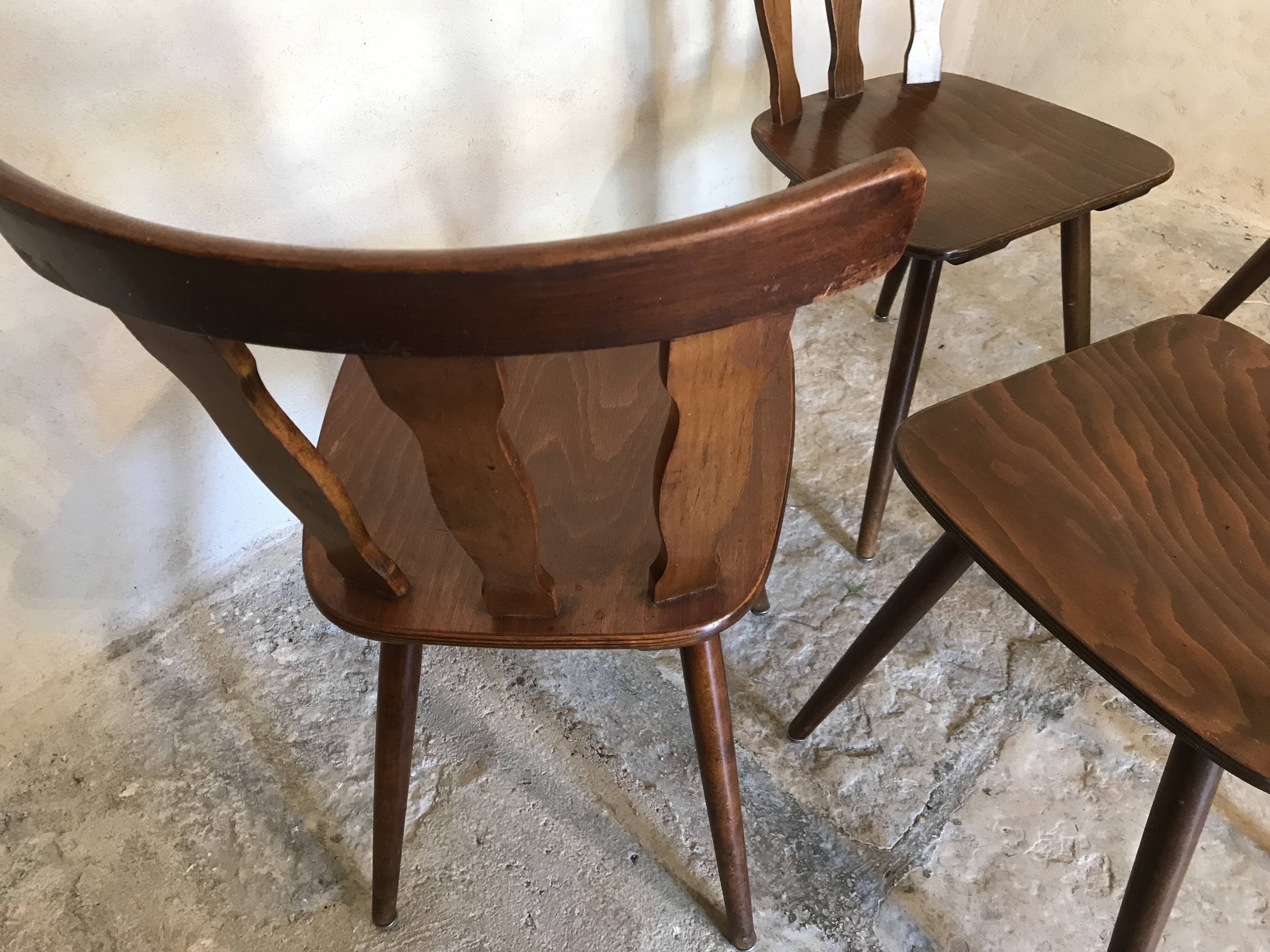 Lot of 20 brasserie-style bistro chairs 1960's