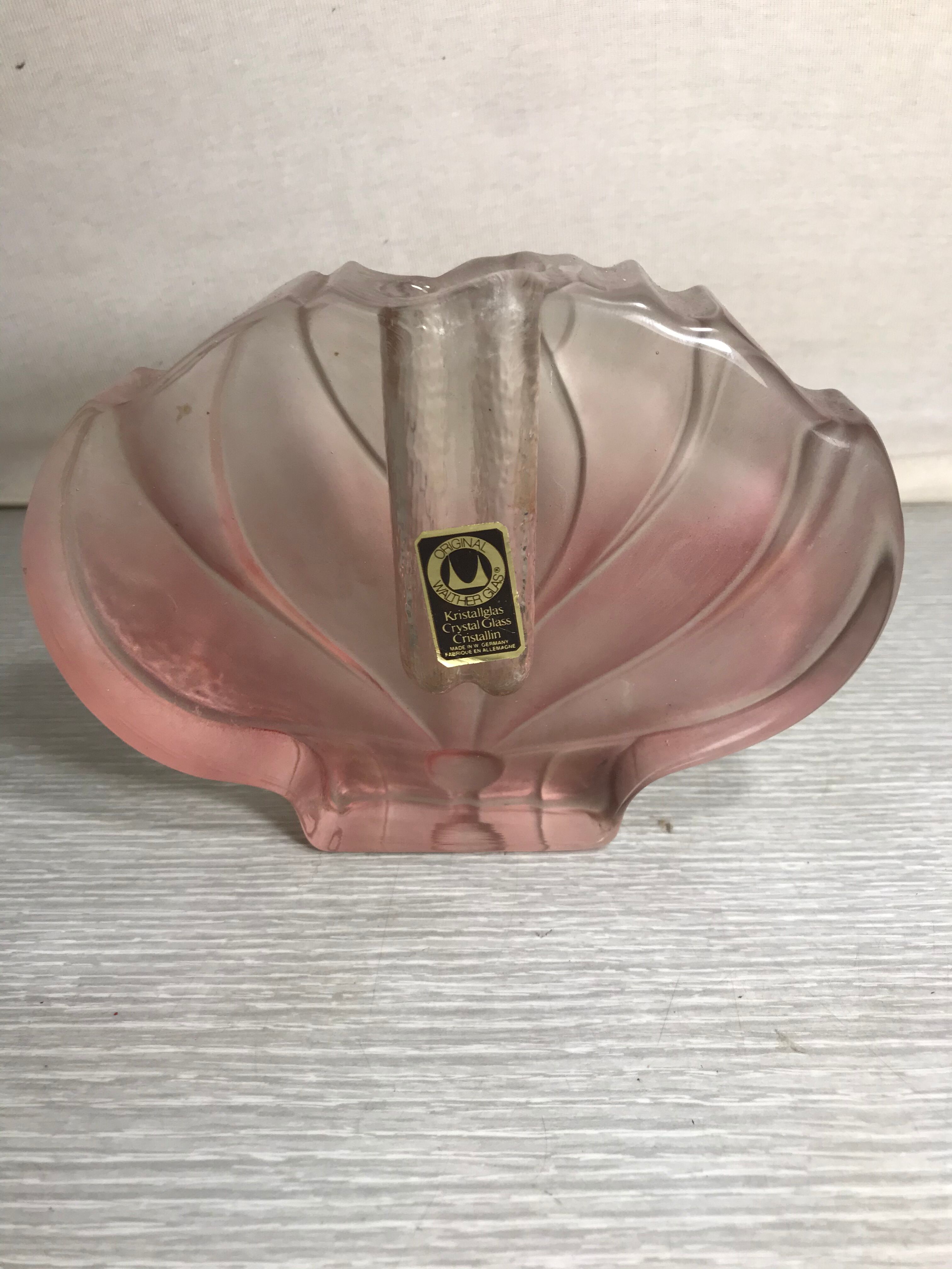 Ancient soliflore crystal vase Walther glas glass rose form lotus vintage