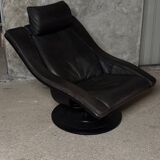 Mid-century armchair in black leather Nelo Sweden