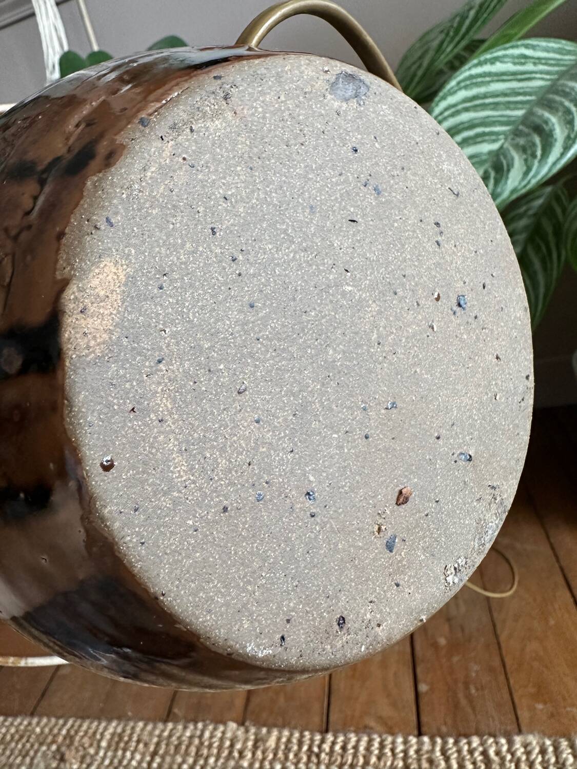 Sandstone ball lamp by Guy Baudat, vintage ceramic