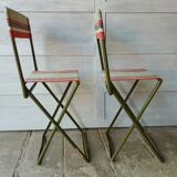 Vintage metal and canvas folding camping chairs