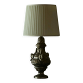 Lampe de Table Antique en Laiton Patiné et Argenté XIXe Siècle
