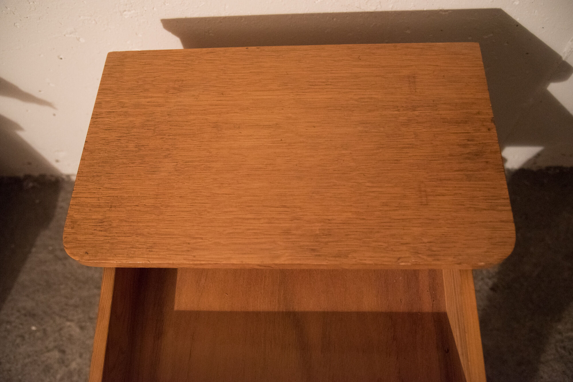 Vintage blond oak bedside