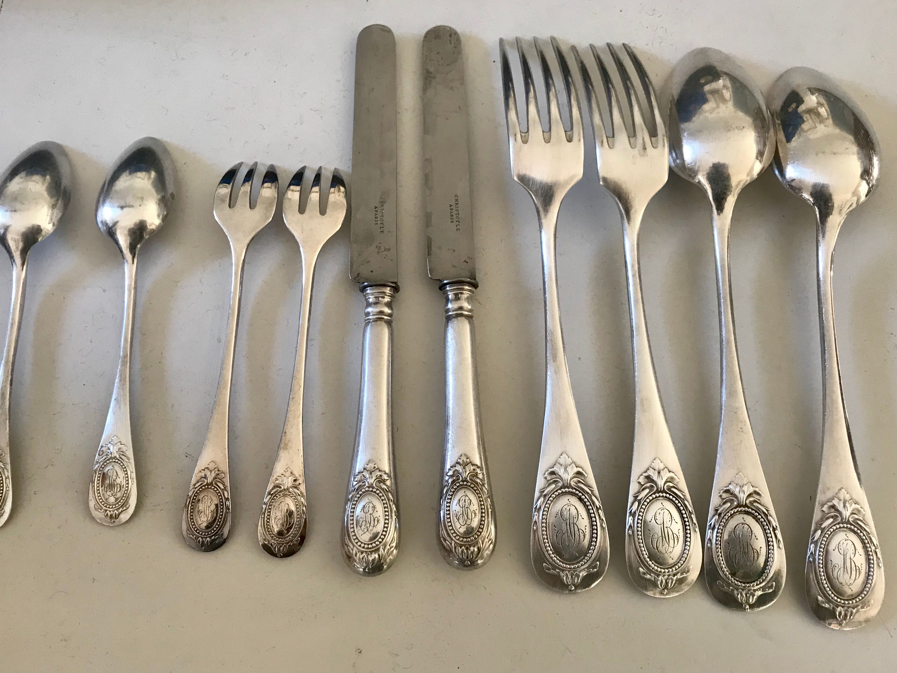 Housewife Christofle, Baguette model, 61 pieces