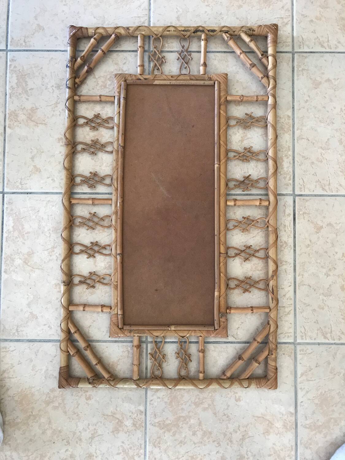 Bamboo rattan mirror design 1960 Chinoiserie