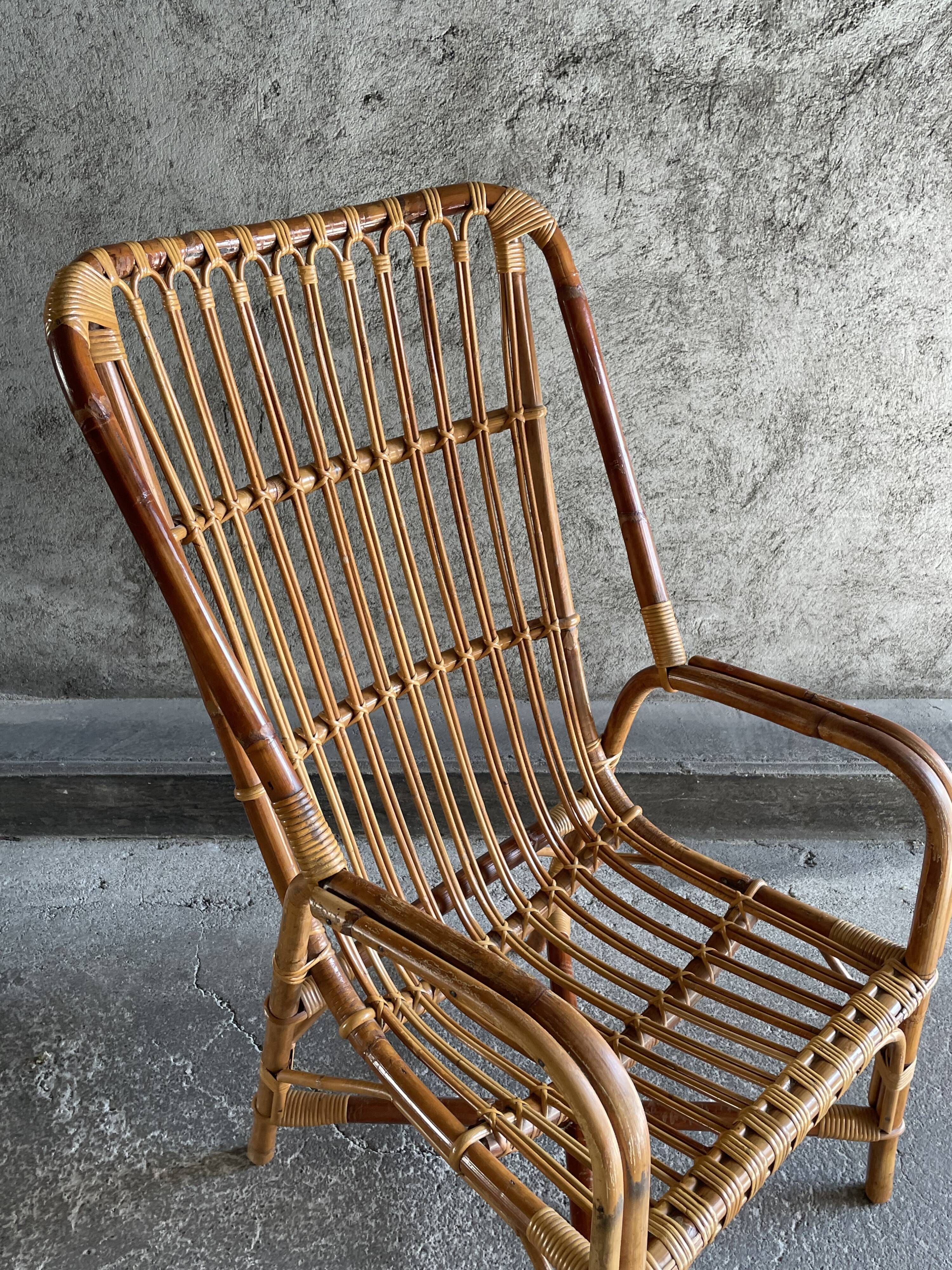 Rattan armchair, 1960s