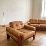 Czechoslovak Vintage Leather Living Room Set, Attributed to Dřevotvar, 1970