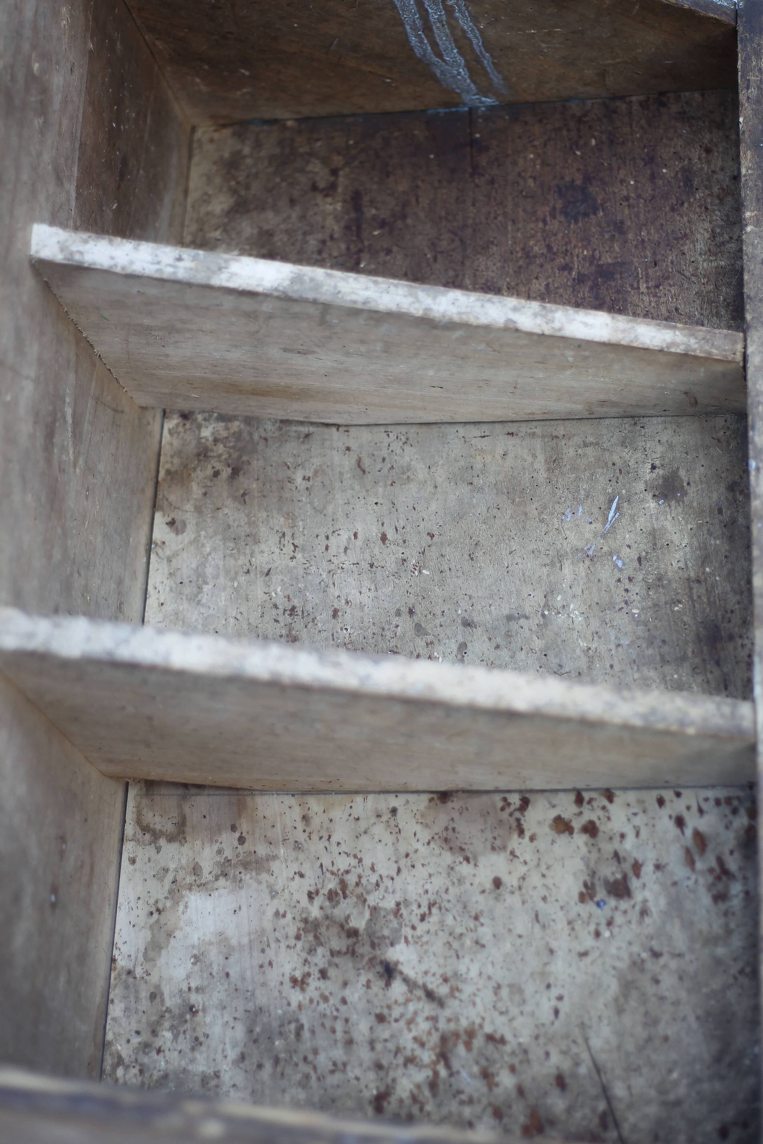 Wooden storage bin, vintage storage furniture, tool storage
