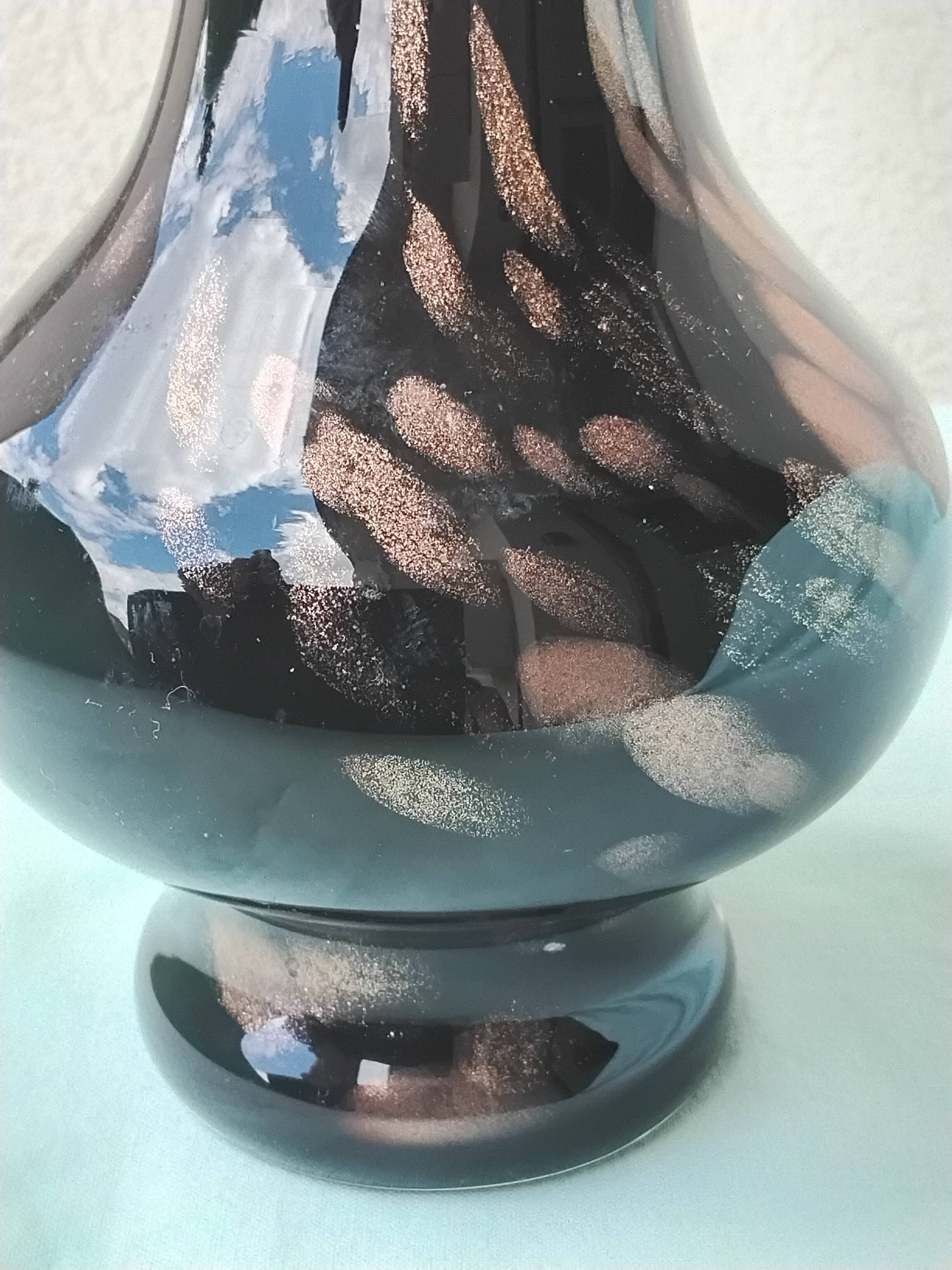 Black glitter glass vase