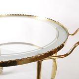 Mid century polished brass serving trolley, 1930's cocktail bar cart